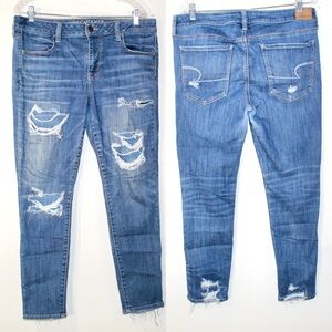American Eagle Outfitters Ripped Skinny Jeans - Blue